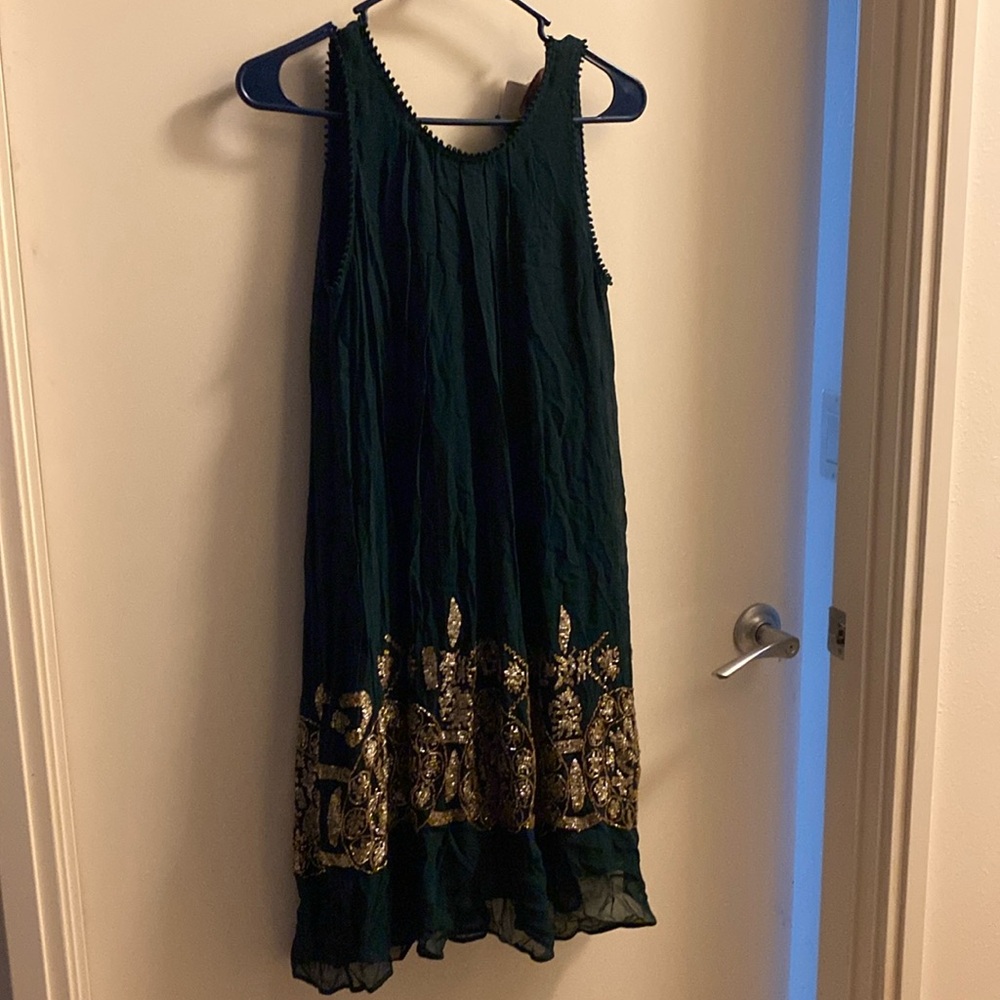 Teal Anthropologie dress